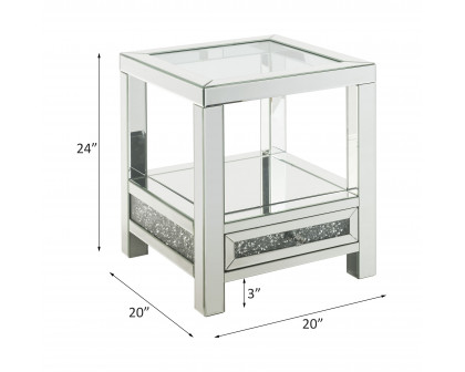 ACME - Noralie End Table in Mirrored/Faux Diamonds (84732)