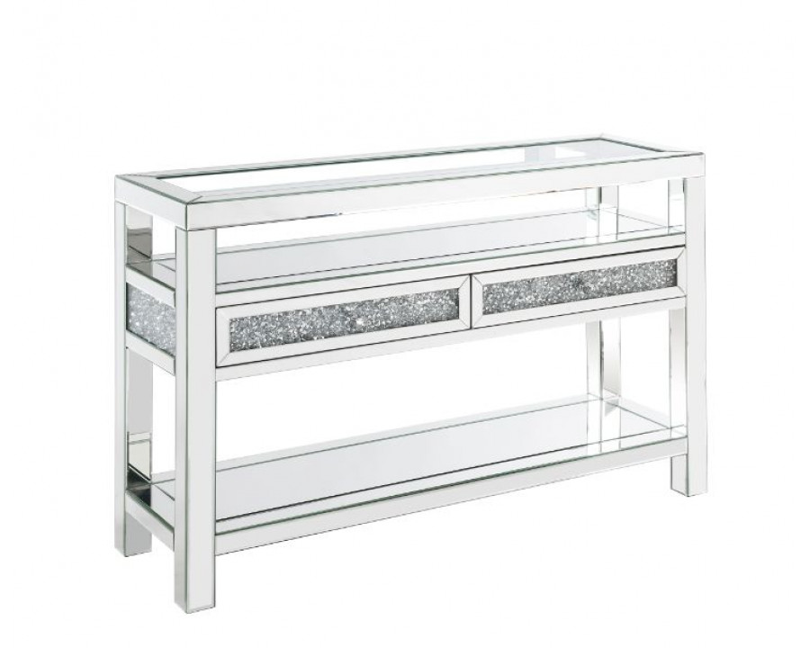 ACME - Noralie Sofa Table in Mirrored/Faux Diamonds (84733)