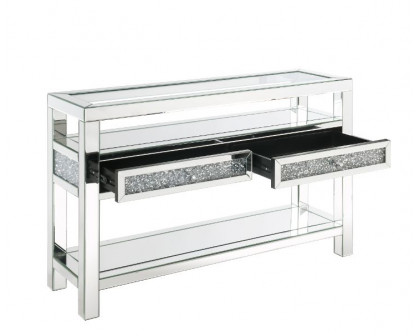 ACME - Noralie Sofa Table in Mirrored/Faux Diamonds (84733)