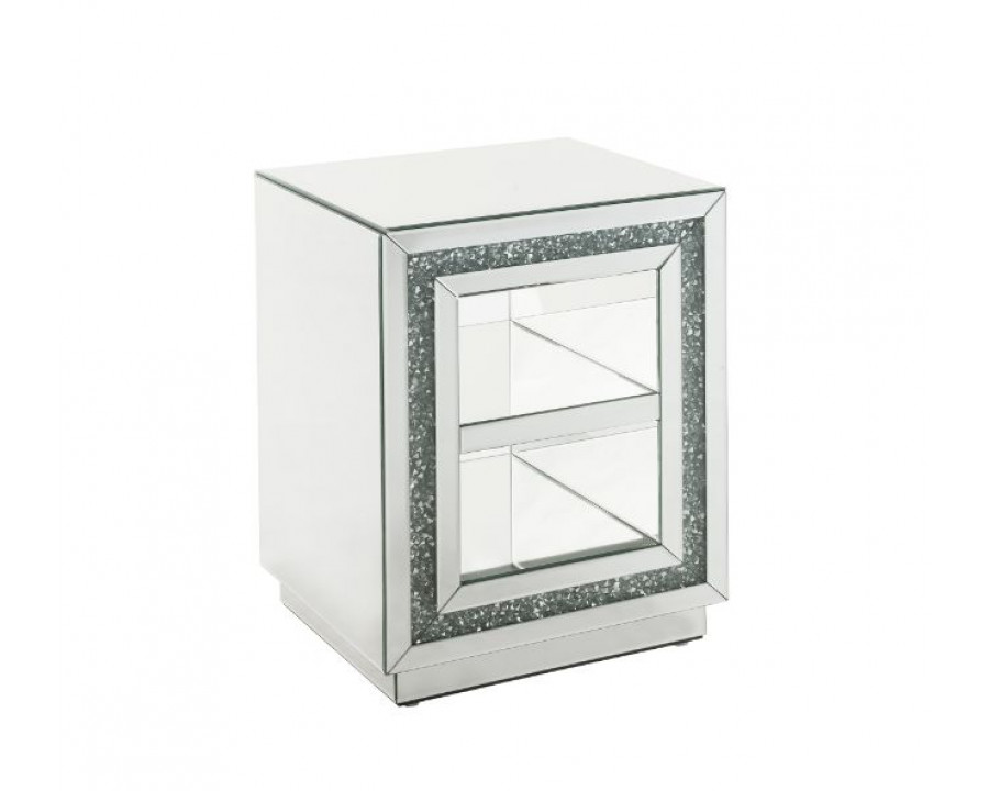 ACME - Noralie End Table in Mirrored/Faux Diamonds (84737)