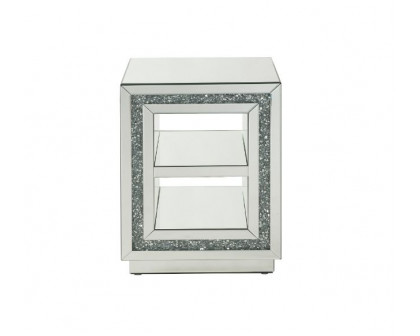 ACME - Noralie End Table in Mirrored/Faux Diamonds (84737)