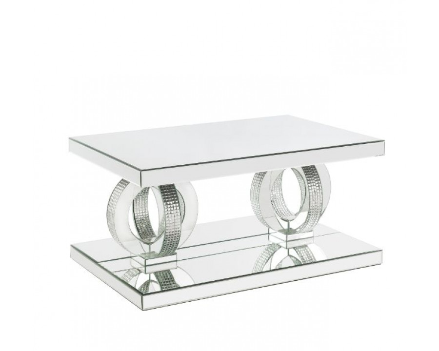 ACME - Ornat Coffee Table in Mirrored/Faux Square Diamonds