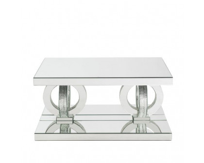 ACME - Ornat Coffee Table in Mirrored/Faux Square Diamonds