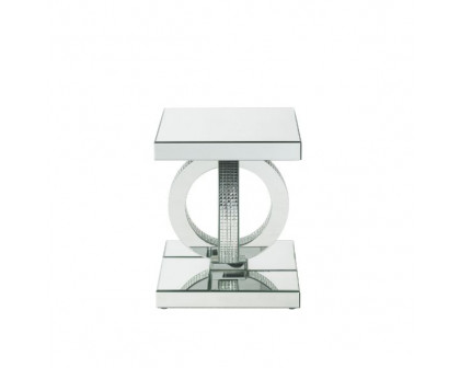 ACME - Ornat End Table in Mirrored/Faux Square Diamonds