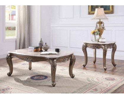 ACME - Jayceon Coffee Table in Marble Top/Champagne