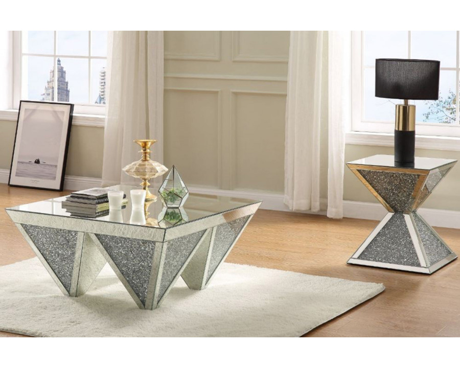 ACME - Noralie Coffee Table in Mirrored/Faux Diamonds (84900)