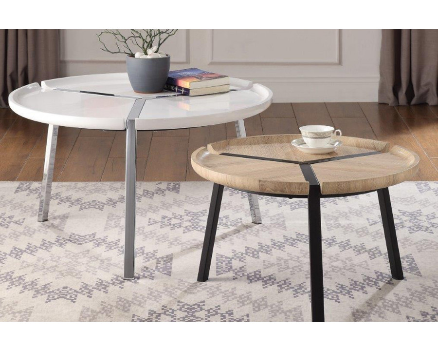 ACME - Casia Nesting Table Set in White/Natural