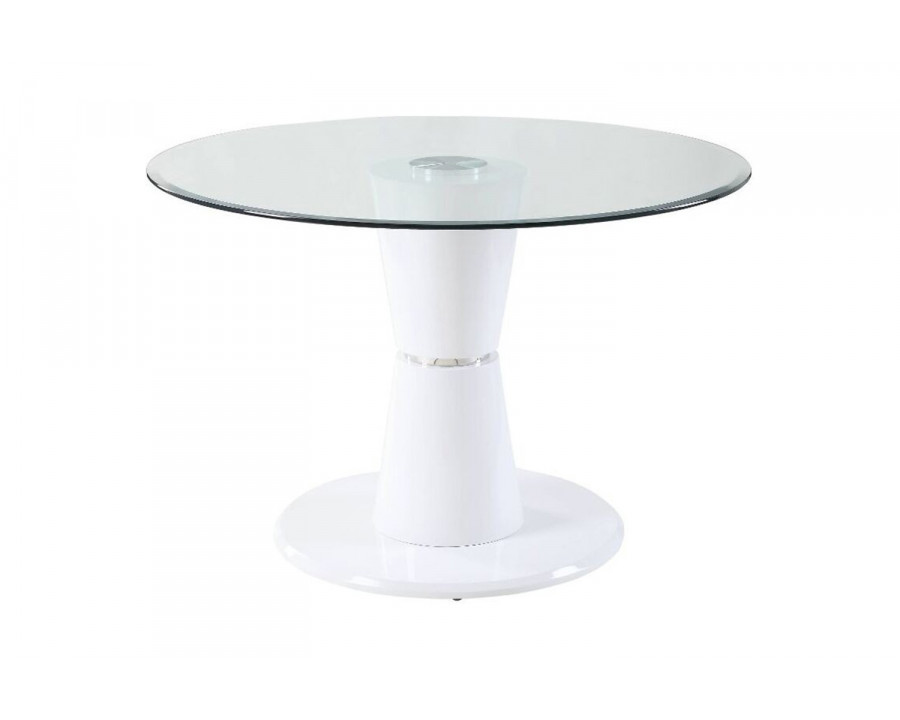 ACME - Kavi Coffee Table in Clear Glass/White High Gloss