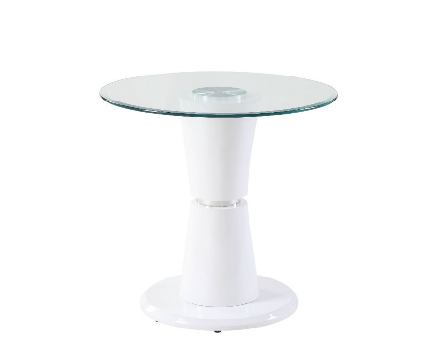 ACME - Kavi End Table in Clear Glass/White High Gloss