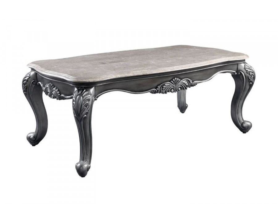 ACME - Ariadne Coffee Table in Marble Top/Platinum