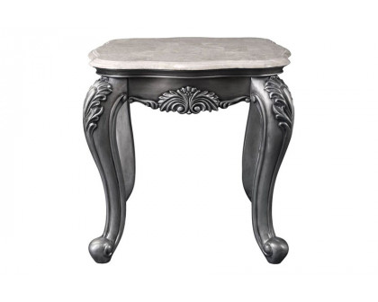 ACME - Ariadne End Table in Marble Top/Platinum