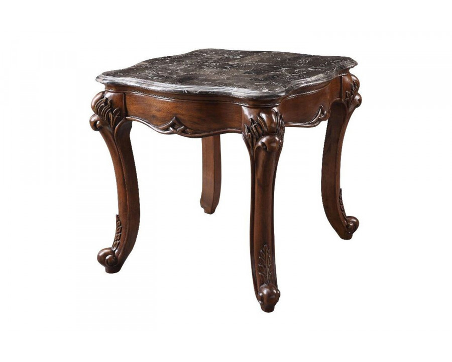 ACME - Miyeon End Table in Marble Top/Cherry