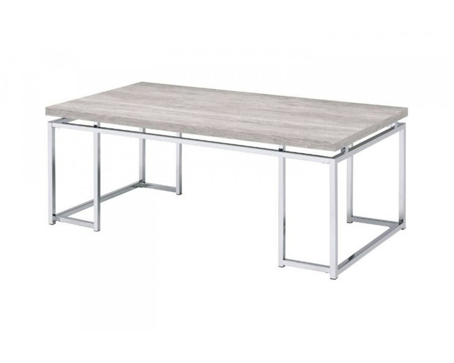 ACME - Chafik Coffee Table in Natural Oak/Chrome