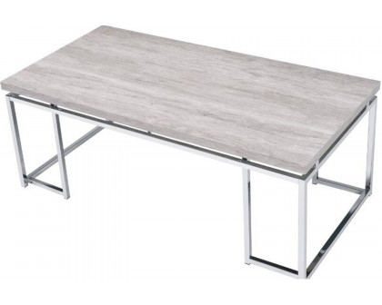 ACME - Chafik Coffee Table in Natural Oak/Chrome