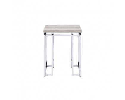 ACME - Chafik End Table in Natural Oak/Chrome