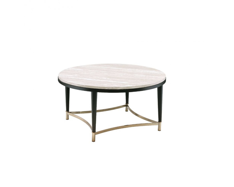 ACME - Ayser Coffee Table in White Washed/Black