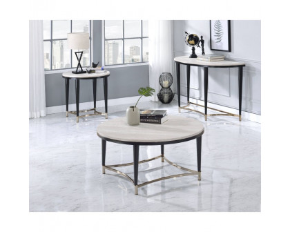 ACME - Ayser Coffee Table in White Washed/Black