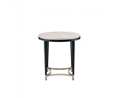 ACME - Ayser End Table in White Washed/Black