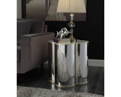 ACME - Clover End Table in Silver/Champagne