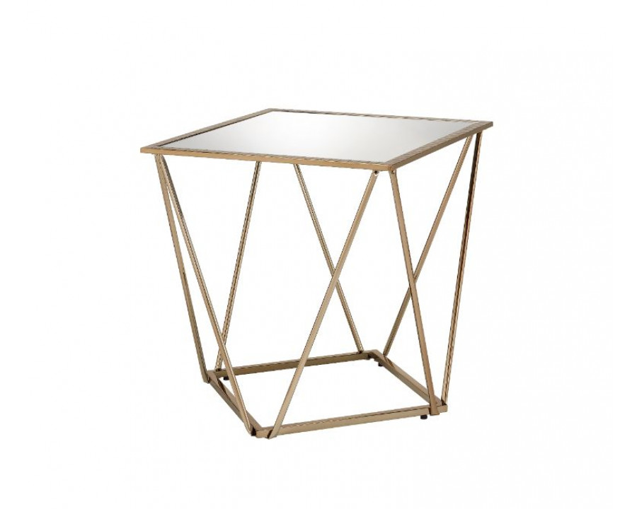 ACME - Fogya End Table in Mirrored/Champagne Gold