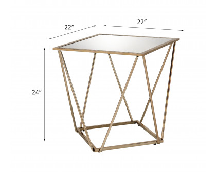 ACME - Fogya End Table in Mirrored/Champagne Gold