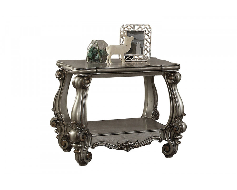 ACME Versailles End Table - Antique Platinum Silver