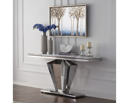 ACME - Satinka Sofa Table in Light Gray/Mirrored Silver