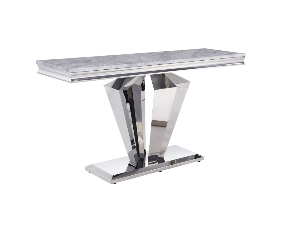 ACME - Satinka Sofa Table in Light Gray/Mirrored Silver