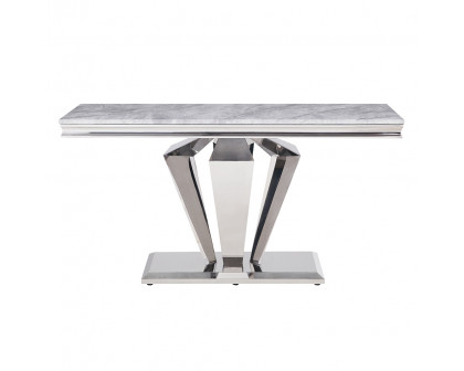 ACME - Satinka Sofa Table in Light Gray/Mirrored Silver