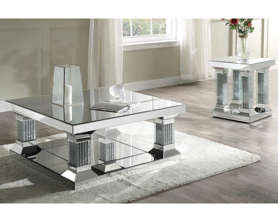 ACME - Noralie Coffee Table in Mirrored/Faux Diamonds (87905)