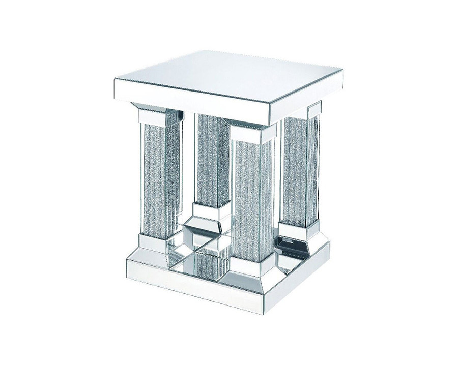 ACME - Noralie End Table in Mirrored/Faux Diamonds (87907)