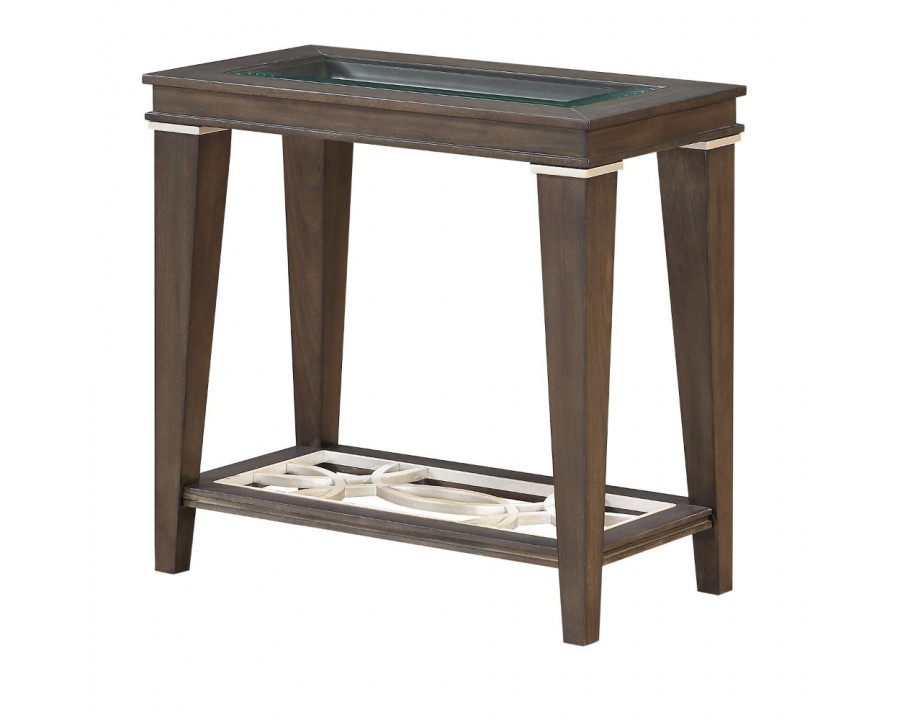 ACME - Peregrine Accent Table in Clear Glass/Walnut