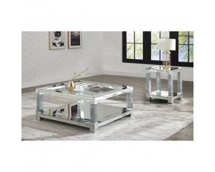 ACME - Noralie Coffee Table in Mirrored/Faux Diamonds (87995)