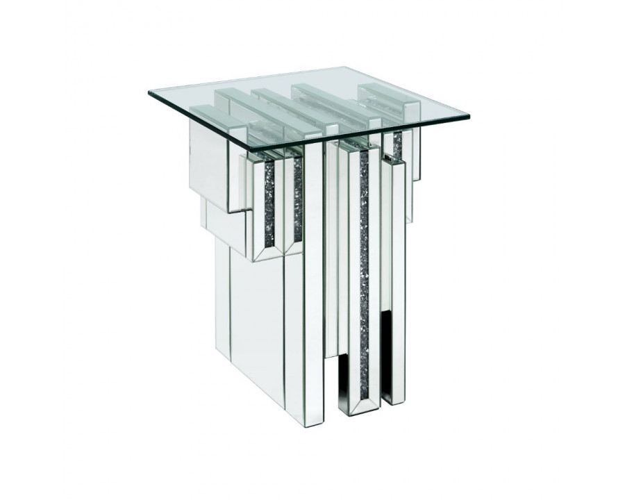 ACME - Noralie End Table in Mirrored/Faux Diamonds (88002)