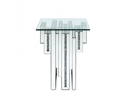 ACME - Noralie End Table in Mirrored/Faux Diamonds (88002)