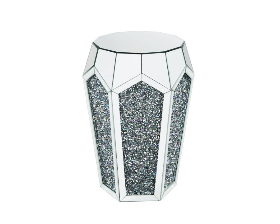 ACME - Noralie End Table in Mirrored/Faux Diamonds (88007)