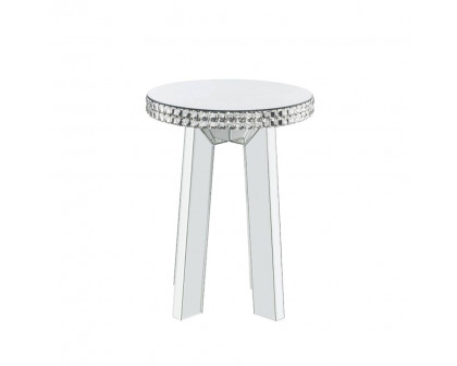 ACME - Lotus End Table in Mirrored/Faux Ice Cube Crystals (88012)