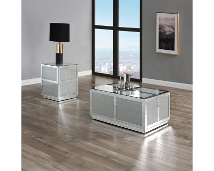 ACME - Noralie Coffee Table in Mirrored/Faux Diamonds (88015)