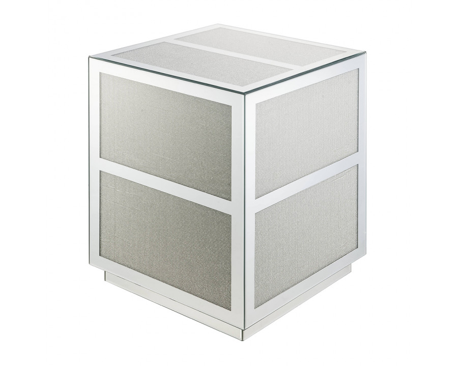 ACME - Noralie End Table in Mirrored/Faux Diamonds (88017)