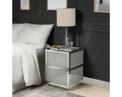 ACME - Noralie End Table in Mirrored/Faux Diamonds (88017)