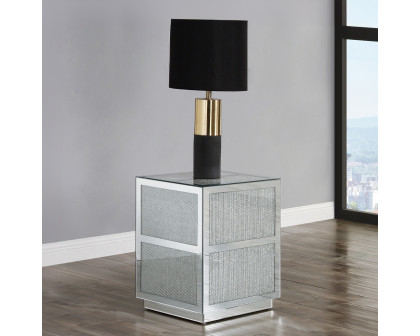 ACME - Noralie End Table in Mirrored/Faux Diamonds (88017)