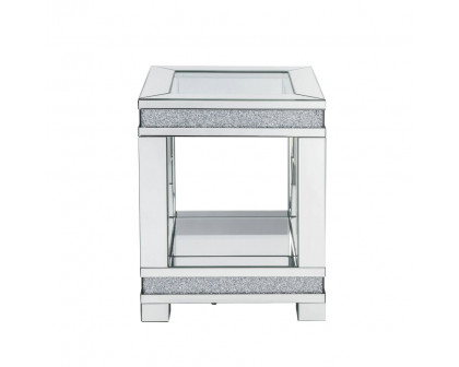 ACME - Noralie End Table in Mirrored/Faux Diamonds (88022)