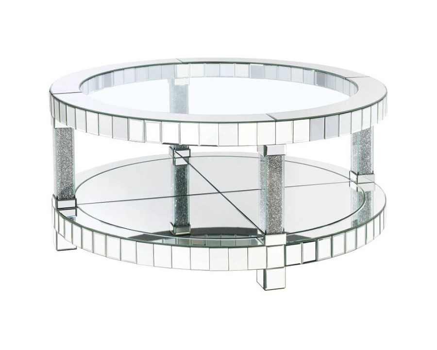 ACME - Noralie Coffee Table in Mirrored/Faux Diamonds (88025)