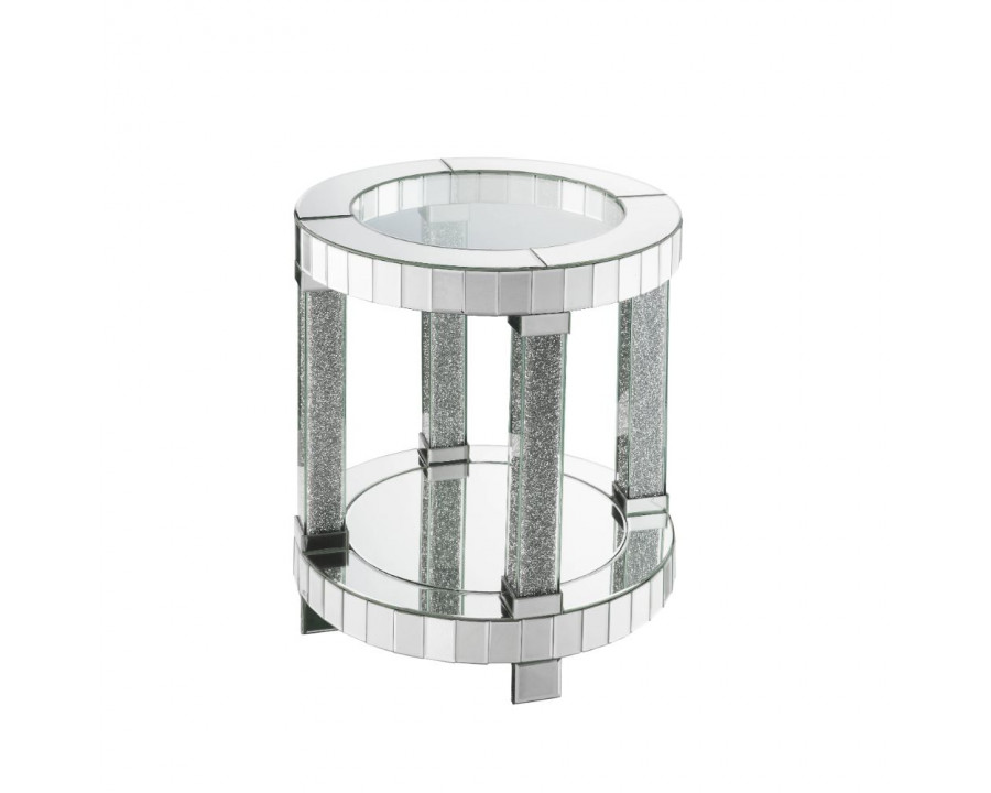 ACME - Noralie End Table in Mirrored/Faux Diamonds (88027)