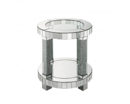 ACME - Noralie End Table in Mirrored/Faux Diamonds (88027)