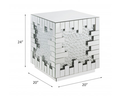 ACME - Nysa End Table in Mirrored/Faux Crystals (88047)