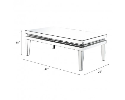 ACME - Lotus Coffee Table in Mirrored/Faux Ice Cube Crystals (88050)