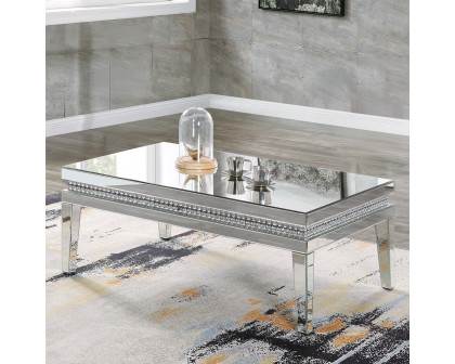 ACME - Lotus Coffee Table in Mirrored/Faux Ice Cube Crystals (88050)