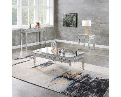 ACME - Lotus Coffee Table in Mirrored/Faux Ice Cube Crystals (88050)