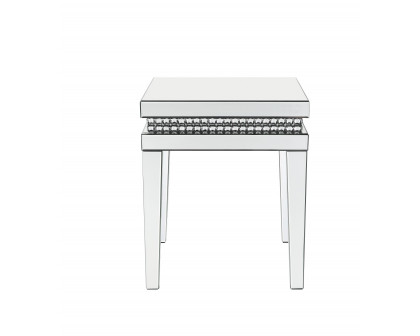 ACME - Lotus End Table in Mirrored/Faux Ice Cube Crystals (88052)